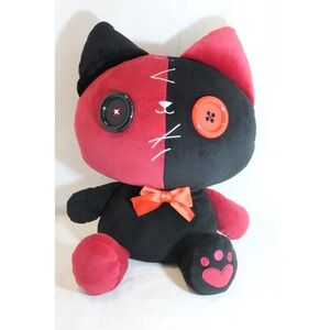 Fukuya Round 1 Patch Patch Friends Big 2 Red Black Cat Plush Doll 15" New w Tags